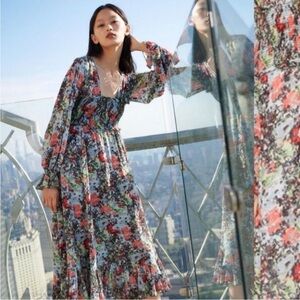 Cinq à Sept Multicolor Floral Long Sleeve Dress size 6